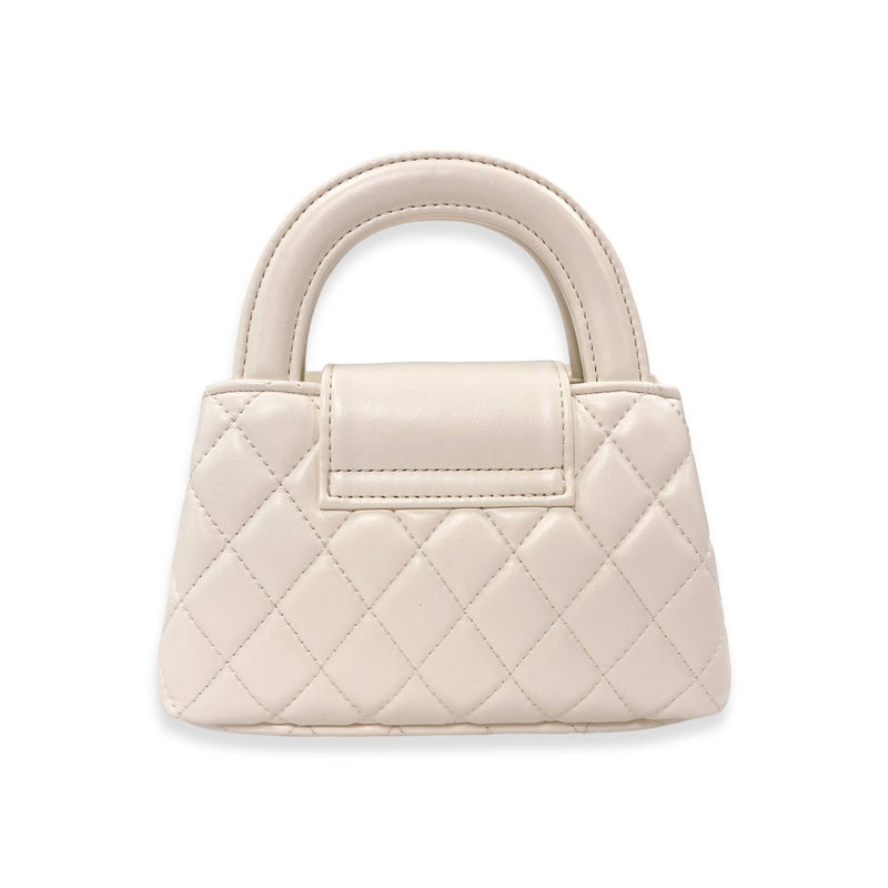 B1360 Floral Applique Quilted Bag (4 Colors): IVORY