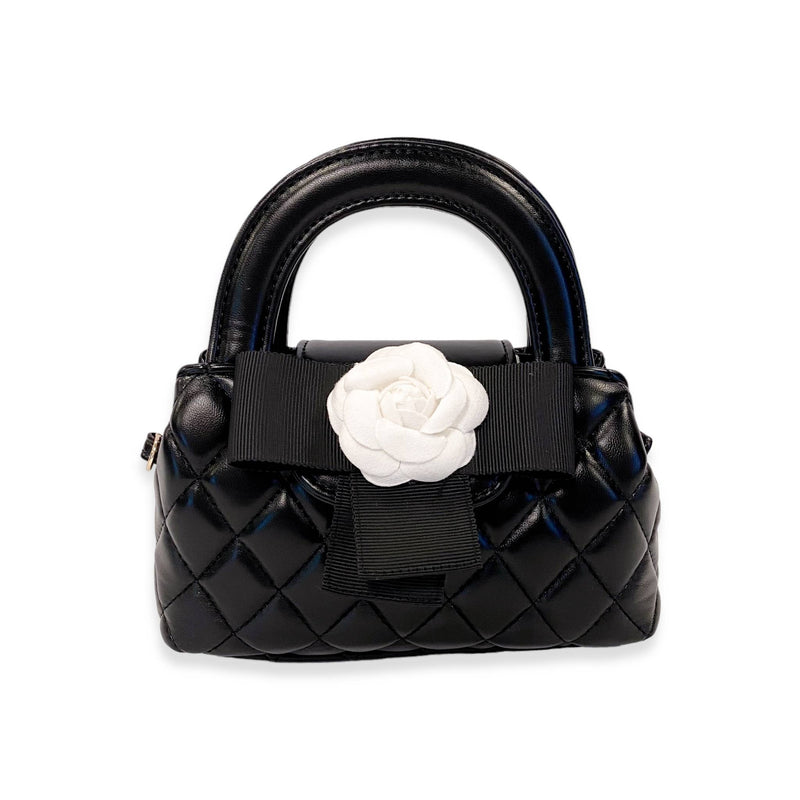 B1360 Floral Applique Quilted Bag (4 Colors): IVORY
