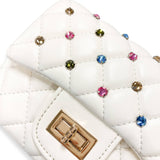 B1380 Colorful Gems Quilted Purse (3 Colors): Pink