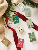 Holiday Stud Love Earrings - Mistletoes + Bows