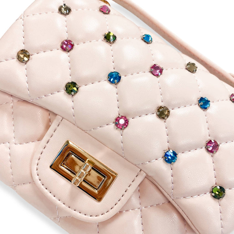 B1380 Colorful Gems Quilted Purse (3 Colors): Pink