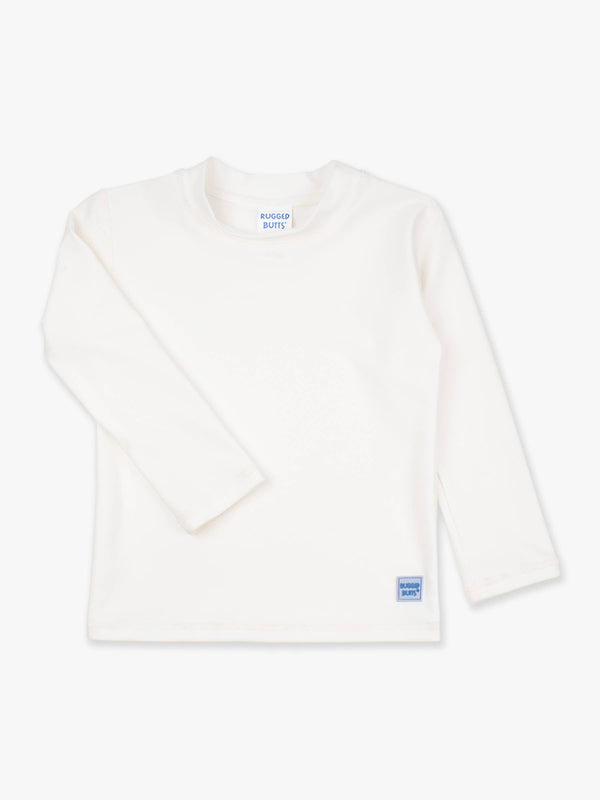 Boys White Long Sleeve Rash Guard: White