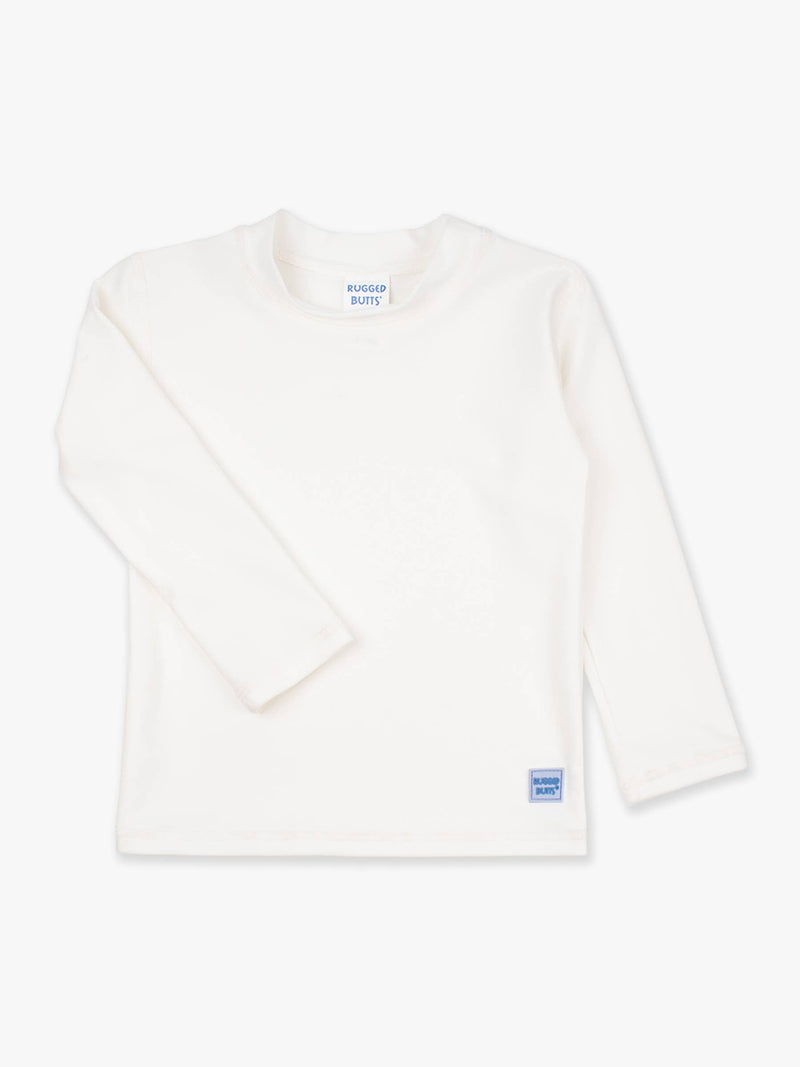 Boys White Long Sleeve Rash Guard: White