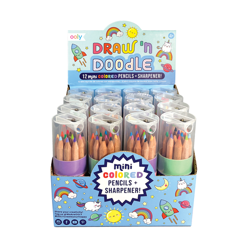 Draw 'n' Doodle Mini Colored Pencils + Sharpener - Set of 12: NAVY