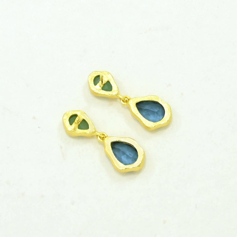 Aveline Earring Gold Plated - Blue Iolite & Aqua Chalcedony