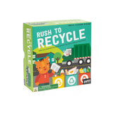 Illustration from "Rush to Recycle" book by Chronicle Books showing colorful recycling symbols and eco-friendly graphics.