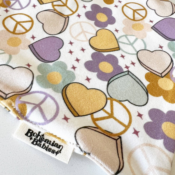 Peace & Love Organic Bandana Bib | Valentine's Day