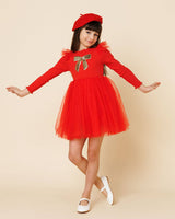 Frill Bow Tutu Dress: Red / 10