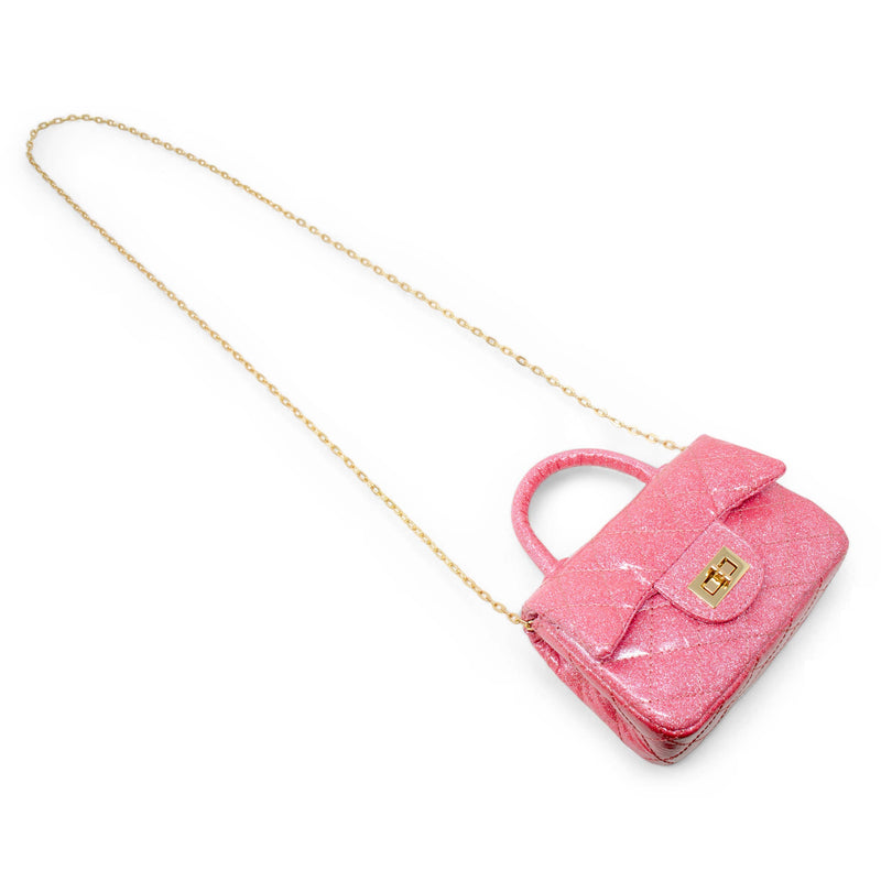 Classic Sparkle Top Handle Handbag: Bubblegum