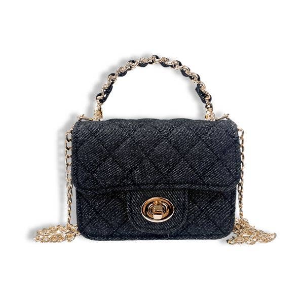 B1382 Sparkly Denim Quilted Purse (3 Colors): Light Blue