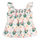Parrot Ruffle Sleeve Baby Dress + Bloomer (Organic Muslin): LIGHT PINK
