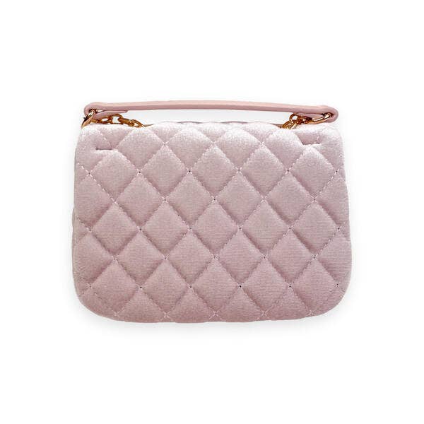 B1313 Colorful Gems Velvet Quilted Purse (6 Colors): FUCHSIA