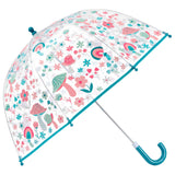 Stephen Joseph Gifts clear color-changing umbrella with mushroom design, featuring a transparent canopy and vibrant mushroom pattern.