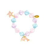 Mermaid seashell bracelet tower by Tiny Treats and ZOMI GEMS featuring colorful seashells and ocean-inspired charms.