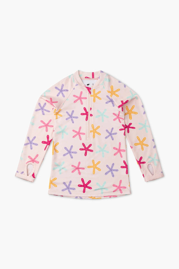 Kids & Baby Swim Rashguard Top + Ruffle Bottoms Set_Colorful Starfish
