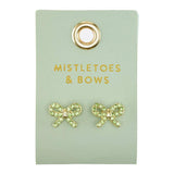 Holiday Stud Love Earrings - Mistletoes + Bows