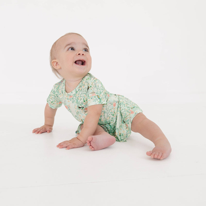 Sage Blossom Bamboo Twirl Dress with Bodysuit