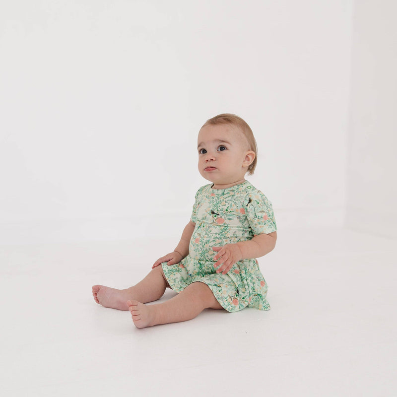 Sage Blossom Bamboo Twirl Dress with Bodysuit