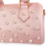 B1312 Pearl Studs Leather Barrel Bag (4 Colors): Pink