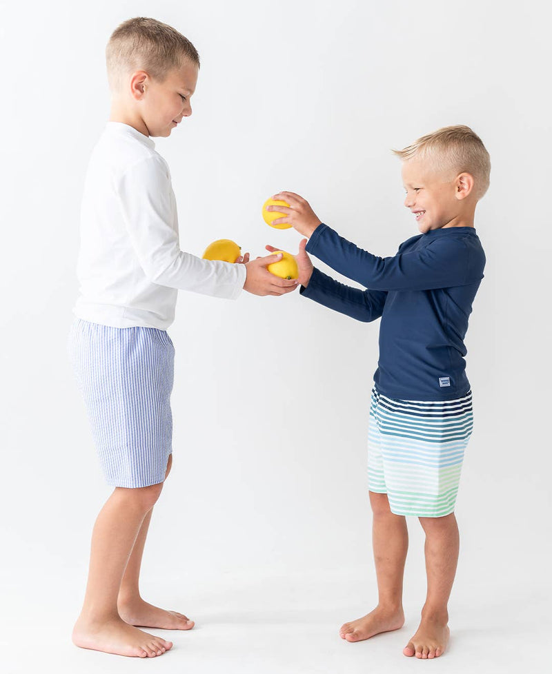 Boys White Long Sleeve Rash Guard: White