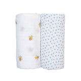 2-pack Cotton Swaddles - Bees/Dots