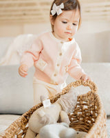 Lily Bow Pockets Sweater Knit Baby Cardigan: Rosewood Pink / 18-24M