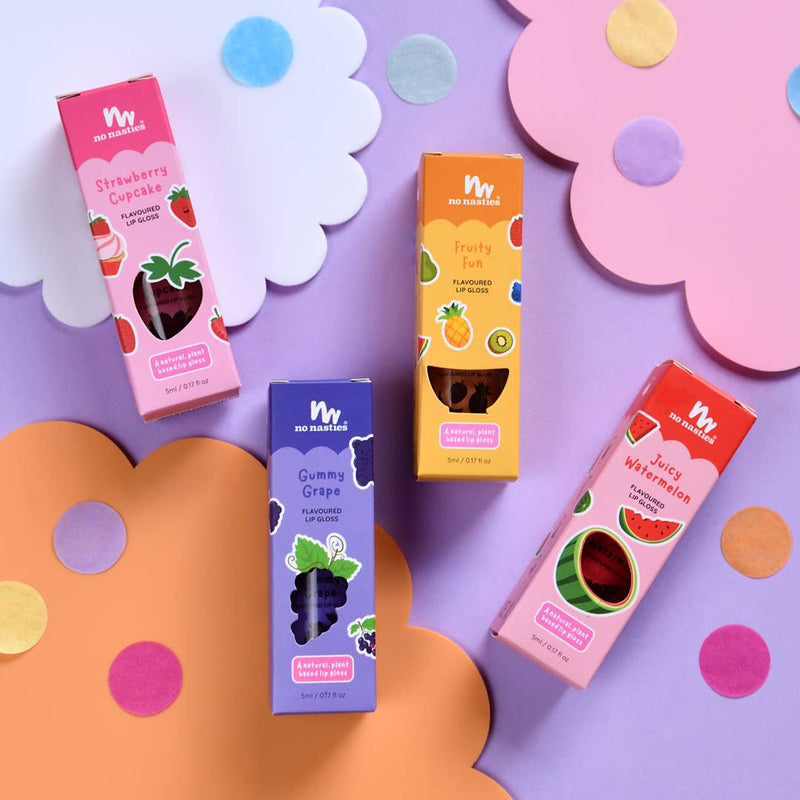 Natural Kids Lip Gloss Wands - Multiple Flavours available: Strawberry Cupcake - Pink