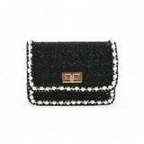 B1306 Pearl Trim Tweed Purse (2 Colors): White
