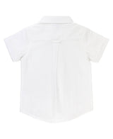 Boys White Dobby Short Sleeve Button Down Shirt: White