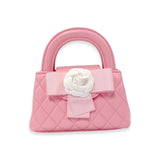 B1360 Floral Applique Quilted Bag (4 Colors): IVORY