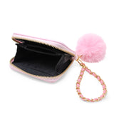 Quilted Chain Strap Wallet with Pom-Pom: White