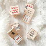 Treasure Box Earrings - Falala: Wipe Clean with Dry Cloth / Pinewood, Glass, Zinc Alloy, Paper