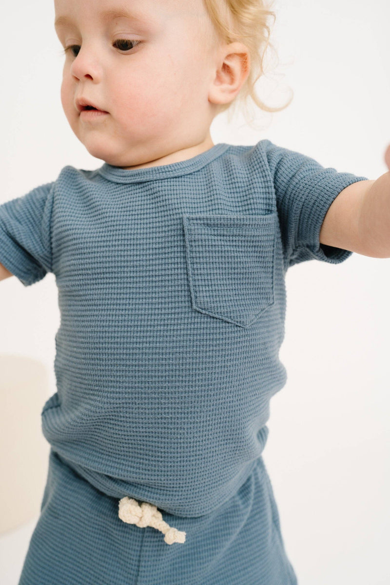 Dusty Blue Waffle Pocket Set