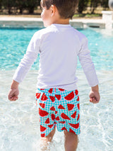 Boys White Long Sleeve Rash Guard: White