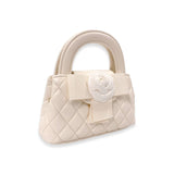 B1360 Floral Applique Quilted Bag (4 Colors): IVORY
