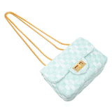 Classic Checkered Tweed Handbag: Blue