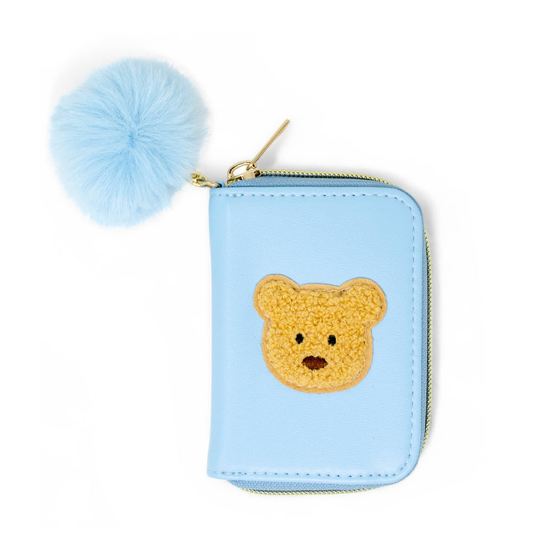 Teddy Pom Pom Zip Wallet: Pink