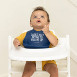 Bella Tunno Ladies Pick Me Up Wonder Bib in blue, featuring a soft, absorbent bib with a playful design for babies.