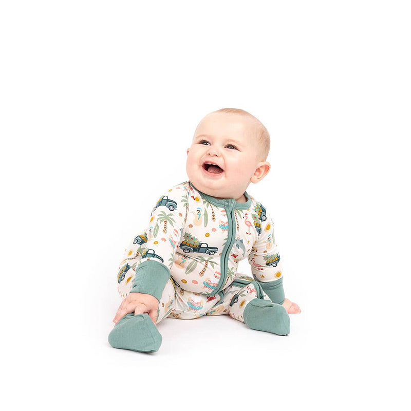 Coastal Christmas Holiday Bamboo Baby Pajamas Convertible Romper: 12-18M