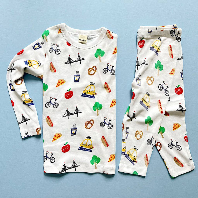 Kids NYC Print Organic Pajama Set: 3 Years