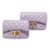 B1336& B1337  Pearl Closure Quilted Purse (6 Colors): Purple / B1336 - SMALL