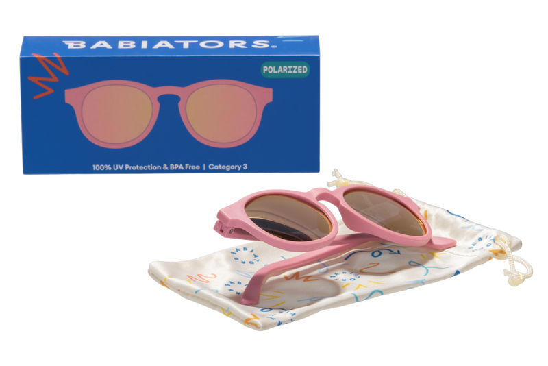 Pretty in Pink Polarized Keyhole Sunglasses w/ Mirrored Lens: Ages 6+