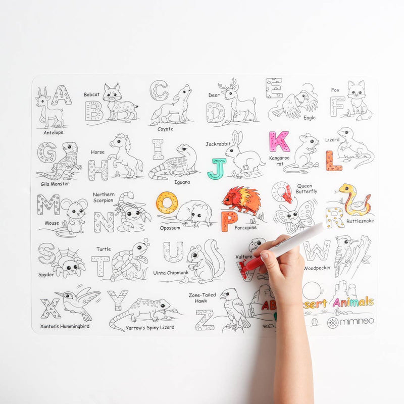Silicone Reusable Coloring Mat Kids Bundle - Desert Animals
