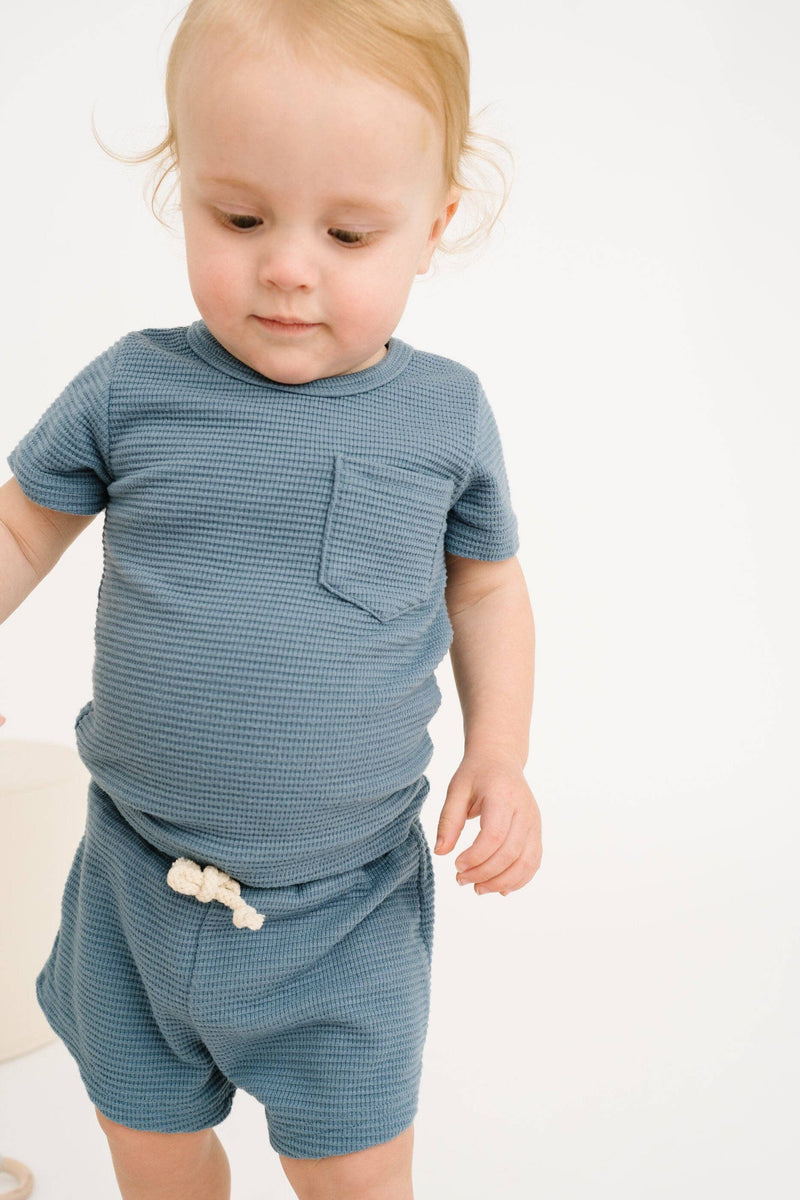 Dusty Blue Waffle Pocket Set