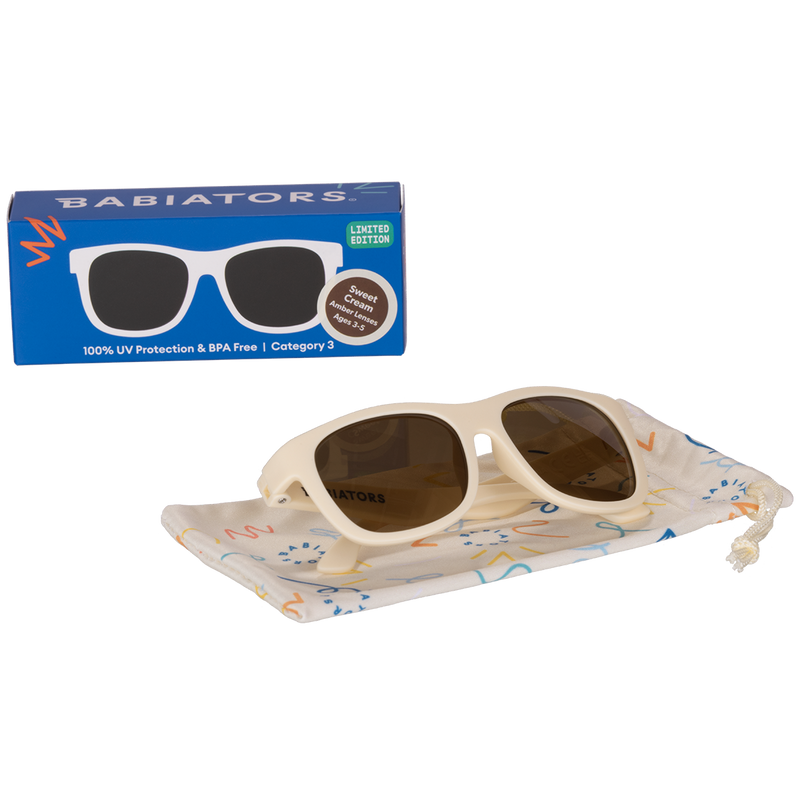 Sweet Cream with Amber Lens Navigator Baby & Kids Sunglasses: Ages 3-5