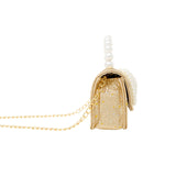 Glitter Pearl Handle Bow Handbag: Red