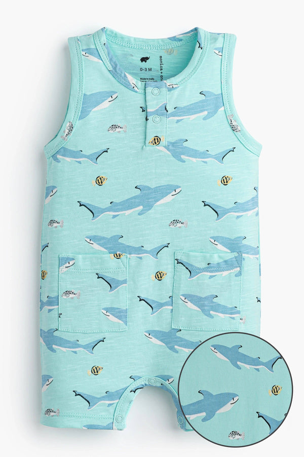 Sleeveless Shorty Henley Romper_Swimming with Sharks: Boy / Swimming with Sharks