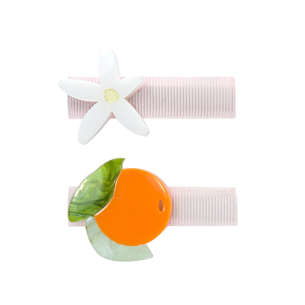 Tangerine Flower Hair Clips