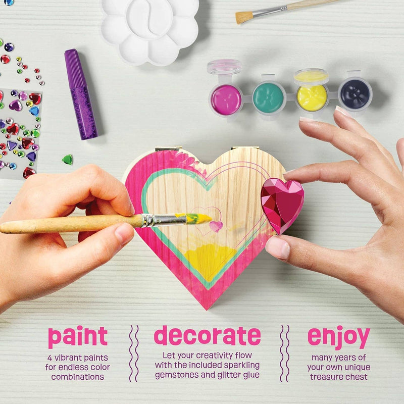 Paint Your Own Wooden Kids Heart Treasure Box