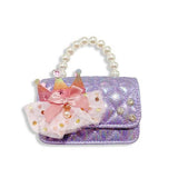 B1343 Crown Applique Shiny Quilted Purse (2 Colors): Pink